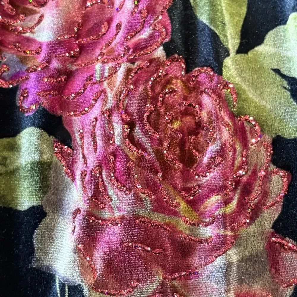 Sweetheart Jeffrey‎ & Dara  Velvet Burnout Red Rose Jacket Size 18W wearable Art